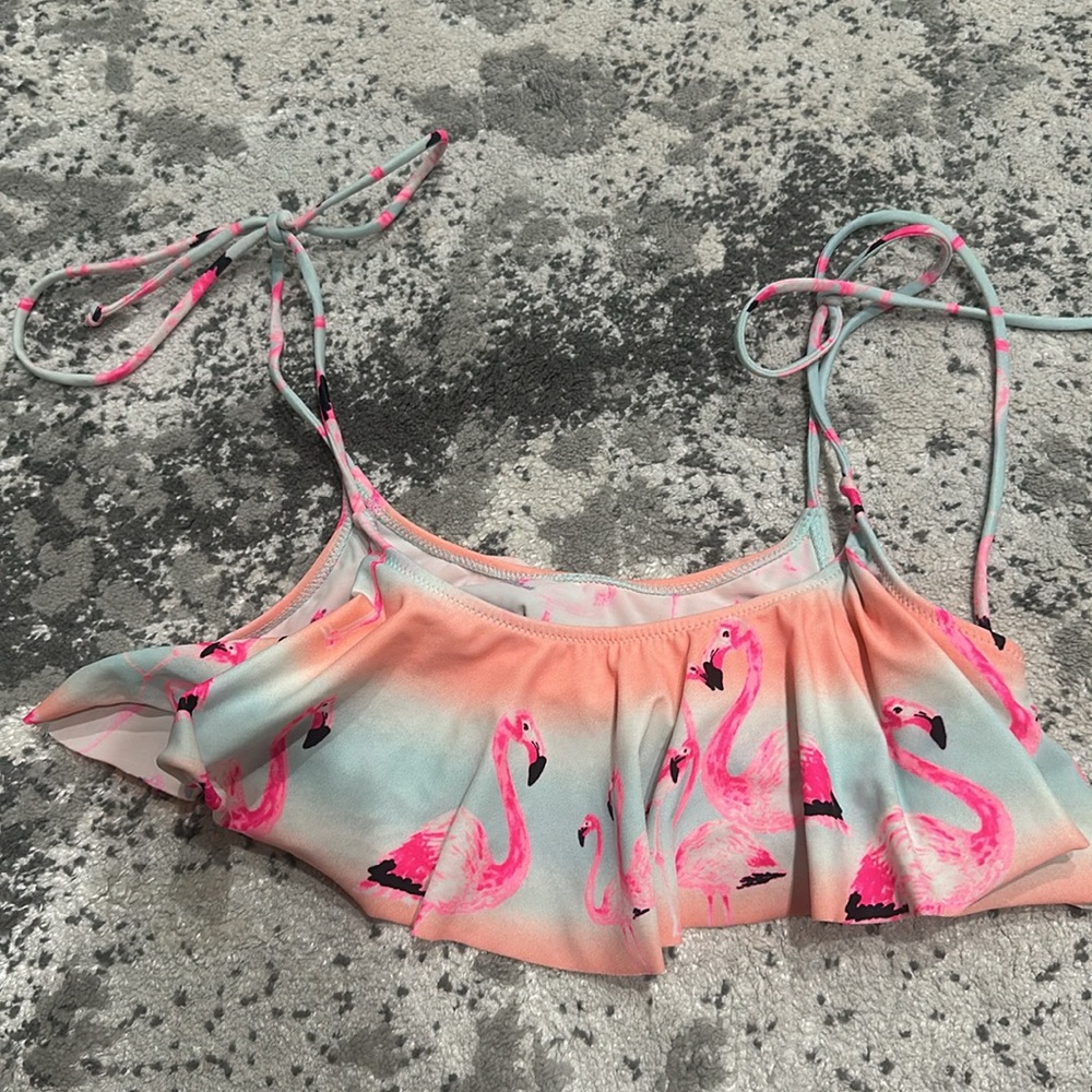 Victoria Secret pink flamingo gradient flounce bikini top
